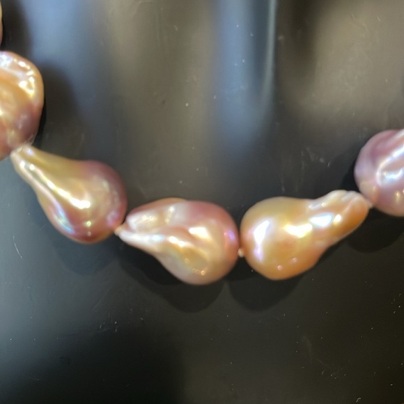 Irregular Genuine Natural Large Baroque FreshWater Pearl Choker Chunky 16” - Picture 4 of 11
